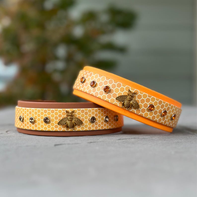 Wide Bee Collar, Honeycomb Print Waterproof Biothane - Etsy
