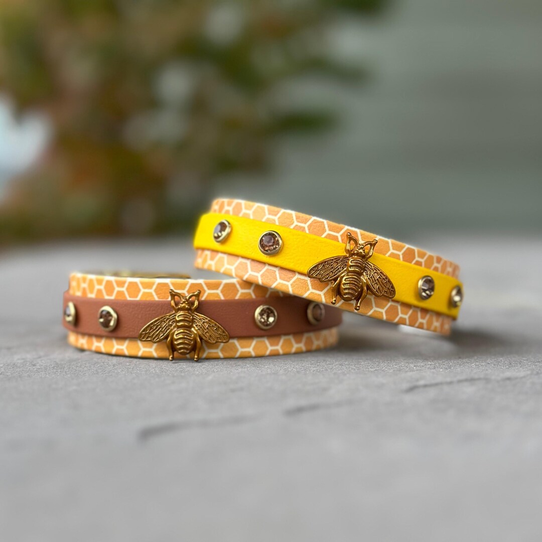 Small Honey Bee Dog Collar, Custom Waterproof Biothane, Light Buckle ...