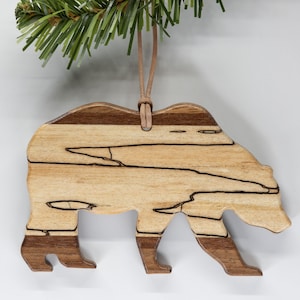 Grizzly Bear Ornament / Christmas Tree / Grizzly Bear / Spalted Maple / Hanging / Decoration / Car Mirror / Bear Lover