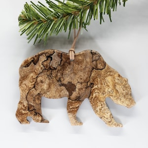 Grizzly Bear Ornament / Christmas Tree / Grizzly Bear / Spalted Maple / Hanging / Decoration / Car Mirror / Bear Lover