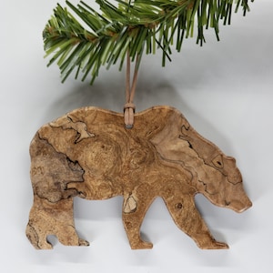 Grizzly Bear Ornament / Christmas Tree / Grizzly Bear / Spalted Maple / Hanging / Decoration / Car Mirror / Bear Lover