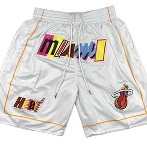Miami Heat Vintage Stitched Basketball Shorts Pink Size: S-XXL