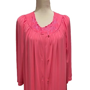 Vintage Shadowline Pink Robe and Nightgown Set Grandma Chic Granny Core Size M