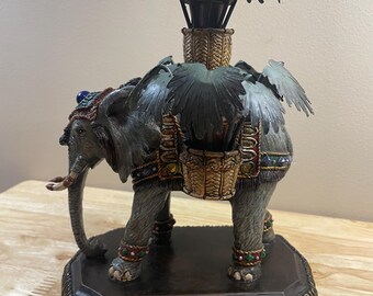 Vintage Orions Elephant Candelabra 2002 Resin Bronze Look Candle Holder Decor