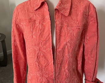 Coldwater Creek Embroidered Jacket Coral Size PL