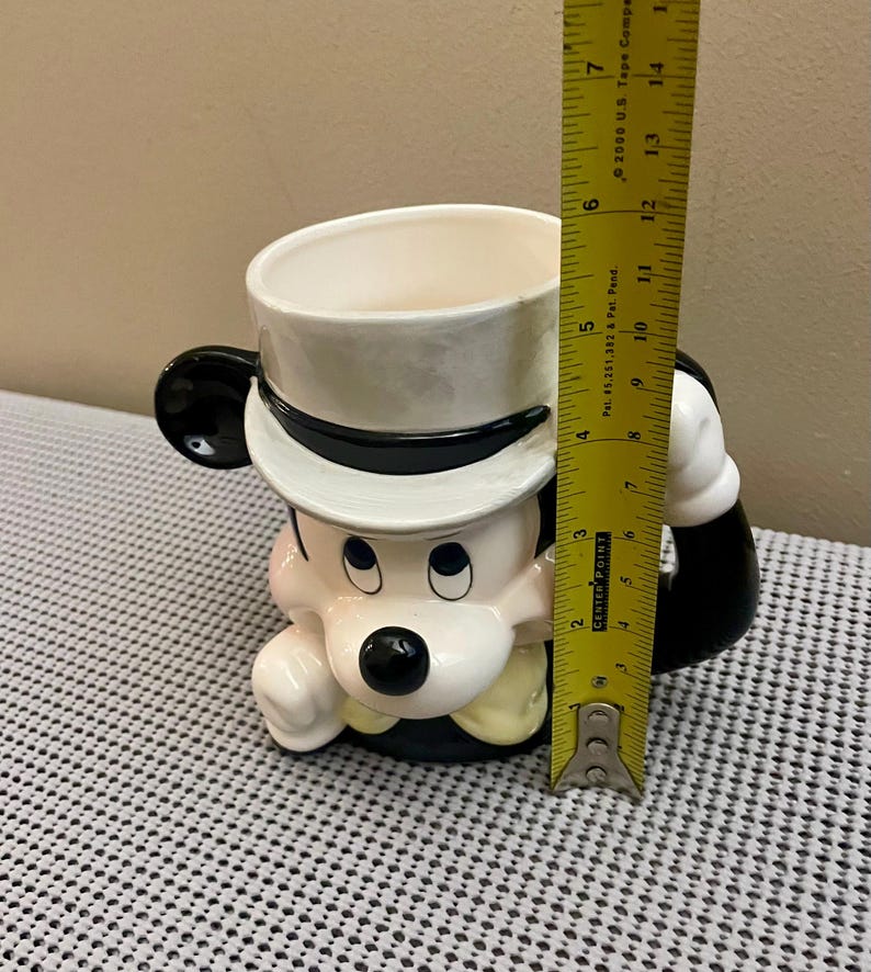 Vintage 1980s Disney Mickey Mouse Top Hat Ceramic Mug Collectible Excellent Condition image 5