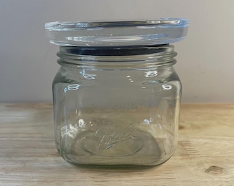 Ball Stack &amp; Store Glass Jar 1 Qt Clear Canister w/ Glass Lid Silicone Seal