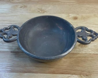 Vintage Liberty Craft Pewter Porringer Bowl Double Handle India Ornate