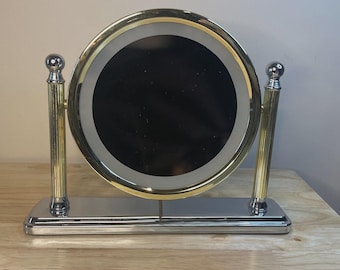 Vintage Jerdon MC775CG/313 Lighted Vanity Makeup Mirror Chrome Brass