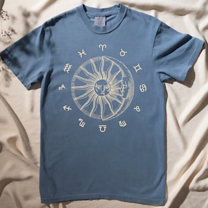 Astrological Design Zodiac T Shirt Celestial Shirt Sun Moon Gift for Her