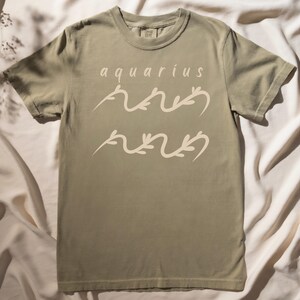 Aquarius Zodiac T Shirt Botanical Zodiac Symbol Tee Astrology T Shirt Gift for Her Gift for Friends