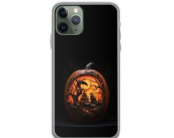 Pumpkin Phone Case Autumn Theme Cover for iPhone - Halloween Phone Accessory, Fall gift, spooky phone case, witch phone case, samhain gift