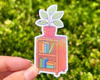 Book Shelf Sticker | Cozy Book Sticker | Available in Gloss or Holographic Laminate