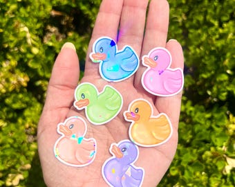 Rubber Duck Stickers | 6ct  | Available in Gloss or Holographic Laminate