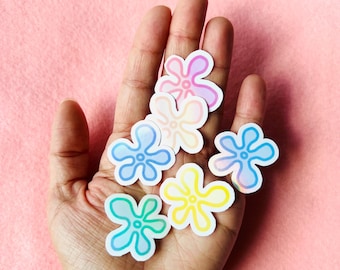Lot de 6 autocollants floraux | Disponible en stratifié brillant ou holographique