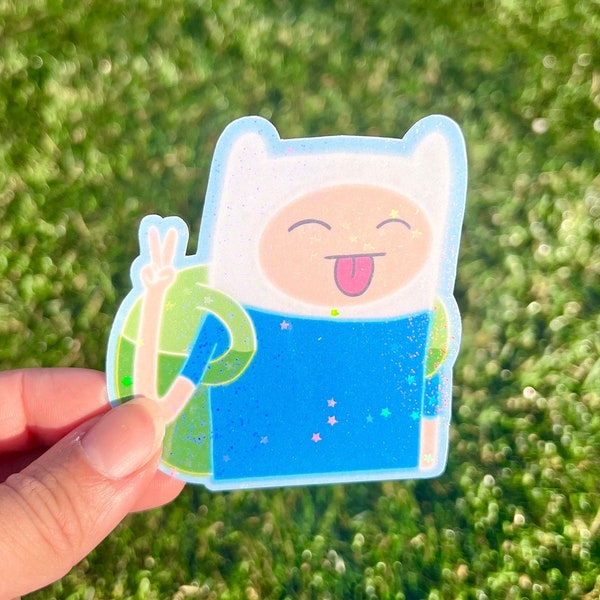 Finn | Adventure Time Sticker | Available in Gloss or Holographic Laminate