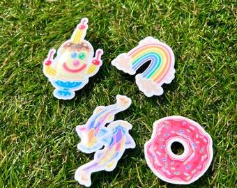Pastel Stickers 4ct: Rainbow, Koi Fish, Donut (Gloss or Holographic)