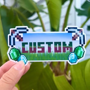 Texto personalizado / Minecraft / Disponible en laminado brillante o holográfico