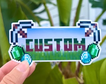 Custom Text | Minecraft | Available in Gloss or Holographic Laminate