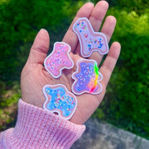 Animal Cookie Stickers | 4ct | Available in Gloss or Holographic Laminate image 1