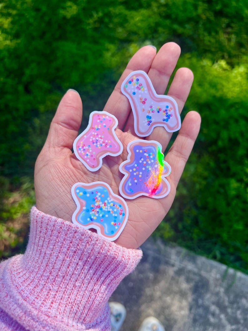 Animal Cookie Stickers | 4ct | Available in Gloss or Holographic Laminate image 1