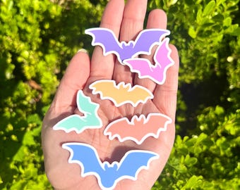 Pastel Bats Stickers 6pack | Halloween |Available in Gloss or Holographic Laminate