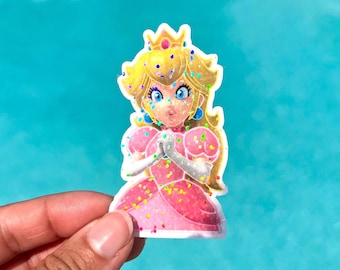 Princess Peach Popsicle Sticker | Waterproof Mario Game Art - Etsy