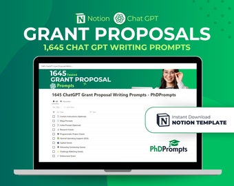 Notion Template - 1645 Tested Chat GPT Grant Proposal Writing Prompts