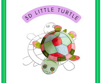 3D Turtle Paper Toy: Printable Activity for Kids (Digital Download)