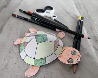 3D Turtle Paper Toy: Printable Activity for Kids (Digital Download)