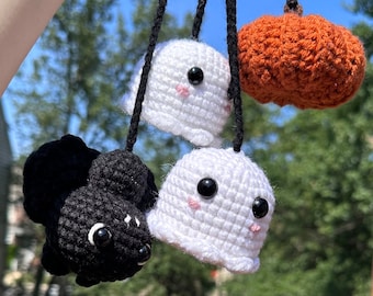 Ghost, Pumpkin & Bat Spooky Dangles Crochet Pattern
