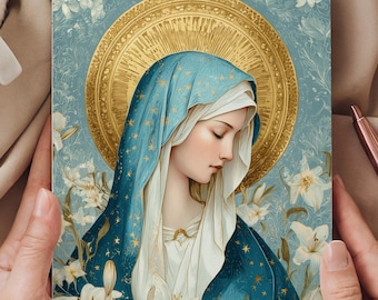 Catholic Prayer Book | Our Lady of Lilies Devotional Journal | Catholic Marian Notebook for Women