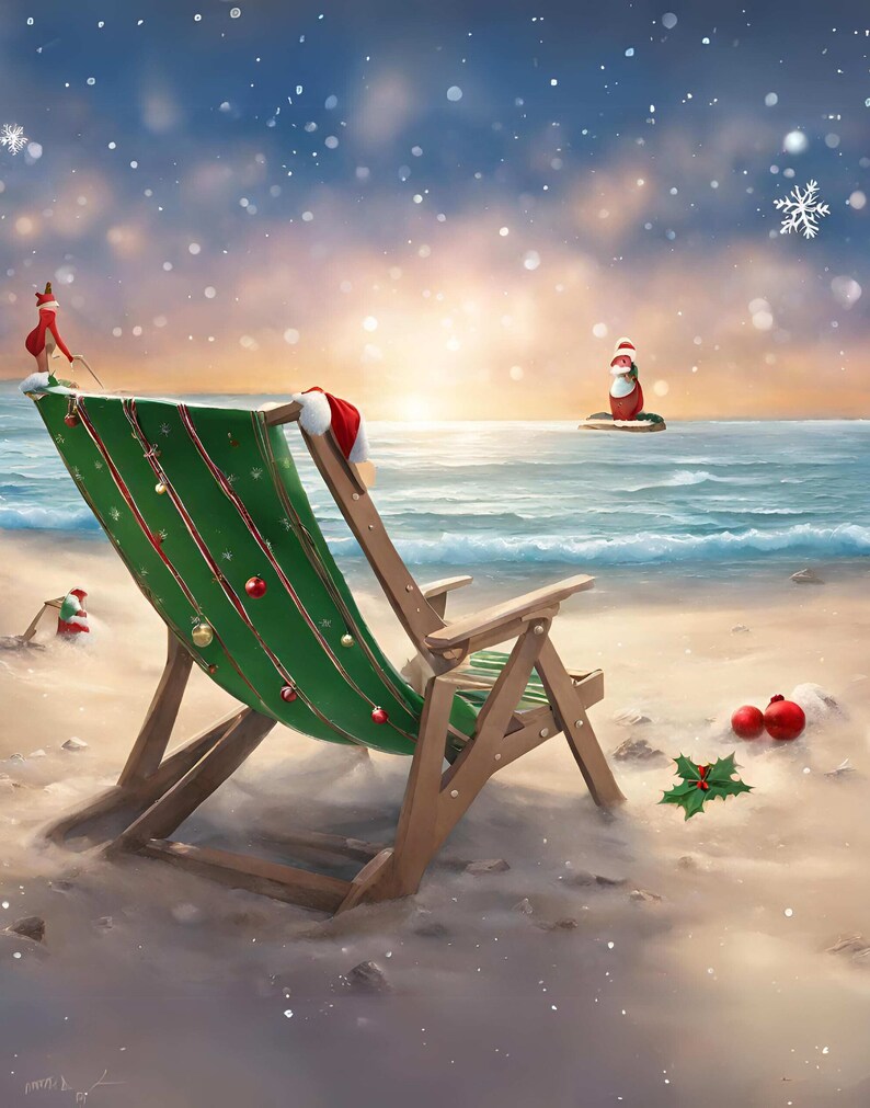 PRINTABLE Christmas Wall Decor, Christmas Art, Christmas Beach Art
