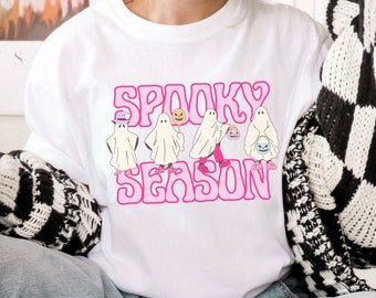 Spooky Season Ghost Shirt: Pastel Halloween, Girly Graphic Tee
