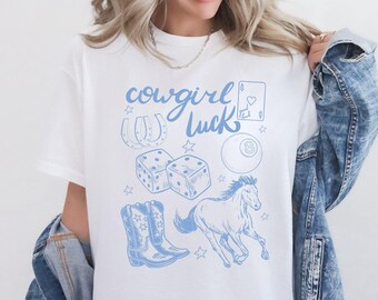 Camiseta gráfica Cowgirl Luck, Camisa de moda western