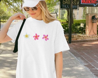 Hibiscus Flower Graphic T-Shirt, Island Style Summer Top