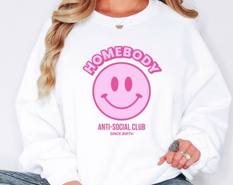 Homebody Sweatshirt, Introvert Anti-Social Club Graphic