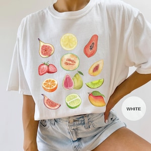 Cute Fruit Shirt Comfort Colors Shirt Strawberry Shirt Cottage Core Clothing Botanical Shirt Garden Shirt Lemon Shirt Aesthetic Fruit Shirt