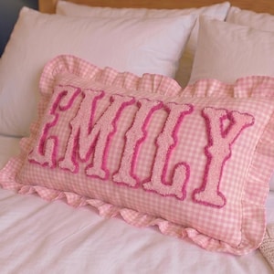 Embroidered Name Pillow - Handmade Punch Needle for New Mom Gift