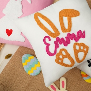 Embroidered Easter Egg Pillow, Custom Punch Needle Spring Decorations, Cute Easter, Easter Peeps Pillow, Easter Basket, Easter Gift Idea
