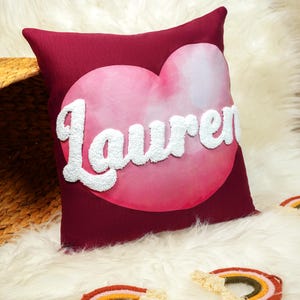Personalized Name Pillow, Embroidered Punch Needle Nursery Pillow, Custom Name Gift, Nursery Fall Decor, Kids Bedroom Decor, Toddler Gift