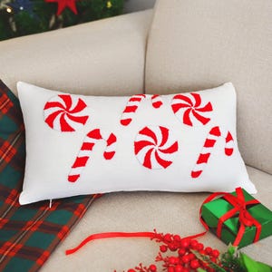 Candy Punch Needle Pillow Cover, Christmas Decor, Farmhouse Style