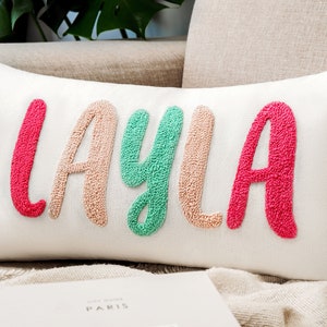 Almohada bordada personalizada, regalo personalizado, decoración del hogar, regalo de aniversario, idea de regalo para novio, regalo de cumpleaños para él, almohada de lanzamiento personalizada imagen 3