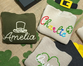 Personalized Knitted Irish Baby Sweater, Custom Embroidered Baby Sweater, New Born Gifts, Lucky Charm Baby Sweater, Custom, Irish Baby Gifts