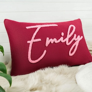 Custom Name Pillow Baby Shower Gift Punch Needle Embroidered Pillow, Newborn Gift, New Mom Gift, Personalized Baby, Custom Throw Pillow