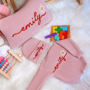 Personalisierter gestickter Babypullover, Blumen-Babypullover, Baby-Dusche-Geschenk, Baby-Geschenkkorb, Daisy-Baby-Mädchen-Pullover, individuelles Baby-Geschenk
