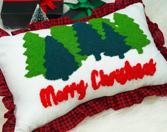 Personalized Christmas Name Embroidered Pillow: First Christmas Bedroom Decor