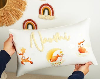 Personalized Nursery Pillow, Custom Name Punch Needle Decor, Baby Gift