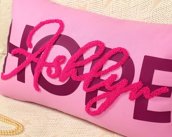 Personalisiertes Punch Needle Baby Namenskissen, Kinderzimmer Dekor