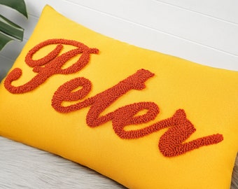 Punch Needle Toddler Custom Name Pillow, Personalized Kid Birthday Gift, Bedroom Decor, Custom Gift for Kids, Christmas Gift Idea, Customize